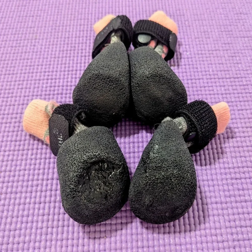 Pink & Gray Anti-slip Dog Socks & Paw Stickers Bundle XS/S